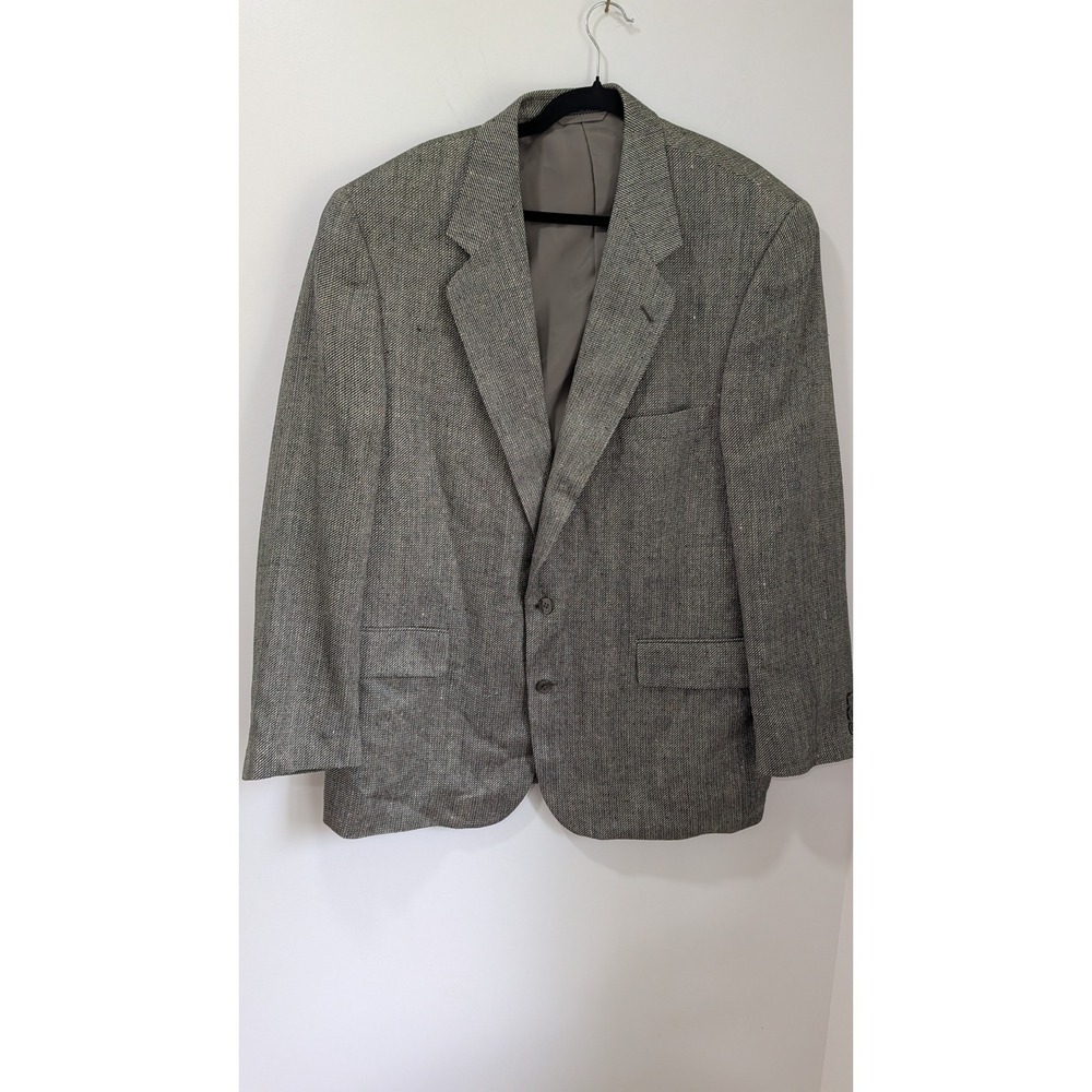 Bert Pulitzer 100% Silk Blazer Mens Grey White Two Button Sport Coat 46R